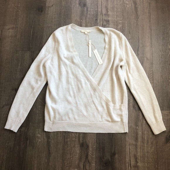 Love Stitch Sweaters - LoveStitch Ivory Faux Wrap Drape Oversized Sweater